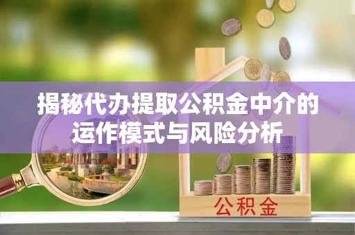 沐川揭秘代办提取公积金中介的运作模式与风险分析