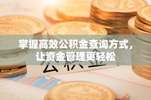 沐川掌握高效公积金查询方式，让资金管理更轻松